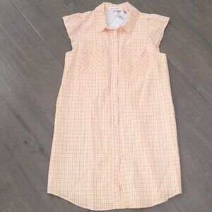 NWT BCBG Pink Yellow Plaid Gingham Mini Shirtdress Small